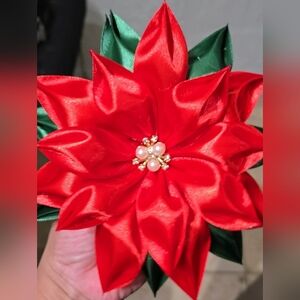 Poinsettia Satin Flower Bouquet 6 Pcs
